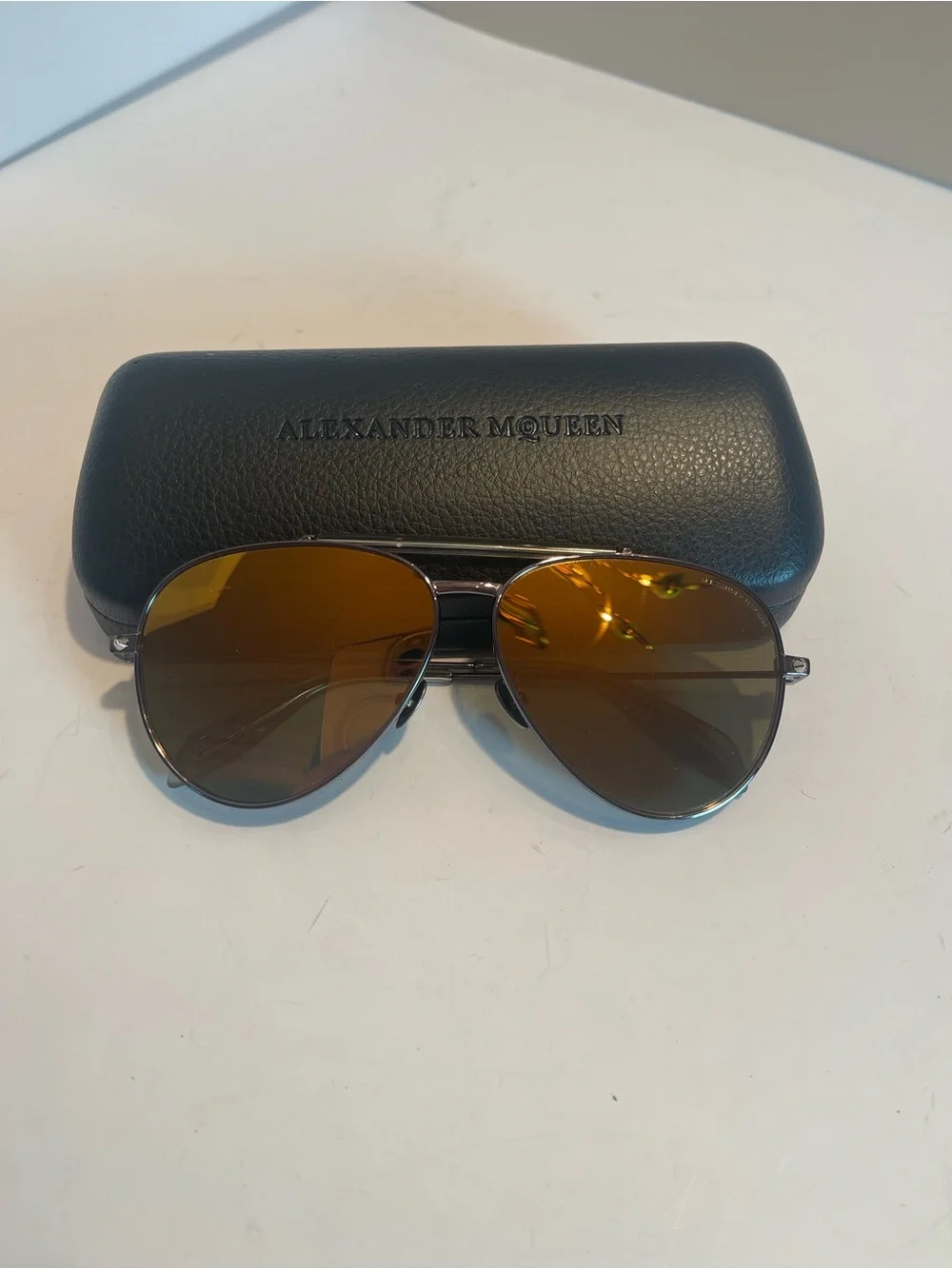 Alexander McQueen AM0058S sunglasses Metal Aviator/Pilot Ruthenium/Gold